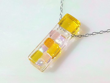 極光玻璃（極光【迷你】【黃】）鍊式項鍊【可改香吊墜】【棉繩，925銀可選】【定做】