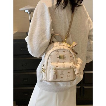 雙肩包女包2025新款韓版時尚印花卡通書包大容量鉚釘休閑簡約背包