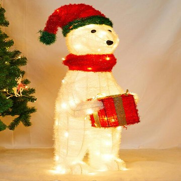 【110V】聖誕節老人發光雪人聖誕樹熊禮物鐵藝酒店櫥窗展示擺件裝飾品布置 免運