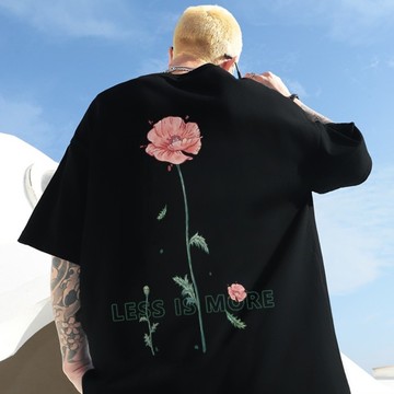 M-8XL 潮牌印花短T 日系 寬鬆 短袖T恤 情侶t 大尺碼 印花t 五分袖 短袖男 男t 男生T恤（D2138）