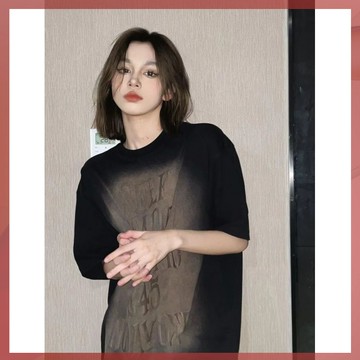 👑質量保證 滿額免運👑100%純棉美式複古印花ins夏季新款短袖T恤女學生寬鬆潮牌百搭上衣🎉品質保證 🎉 6D-9