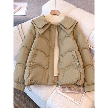 時尚減齡娃娃領羽絨棉服外套冬季大碼胖mm設計感百搭顯瘦加厚棉衣