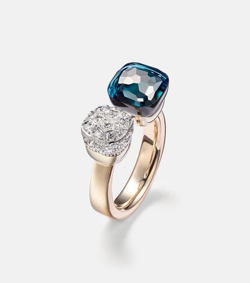 Pomellato Nudo 18kt gold ring with topaz and diamonds