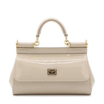Dolce & Gabbana - Light Beige Leather Sicily Handle Bag
