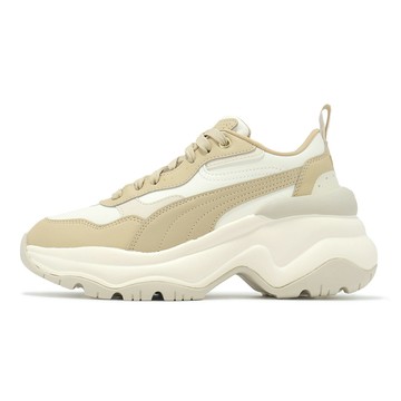 Puma 休閒鞋 Cilia Wedge 女鞋 奶茶 米白 厚底 增高 皮革 老爹鞋