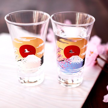 富士山　冷感富士 X 櫻花 天開玻璃杯對杯組