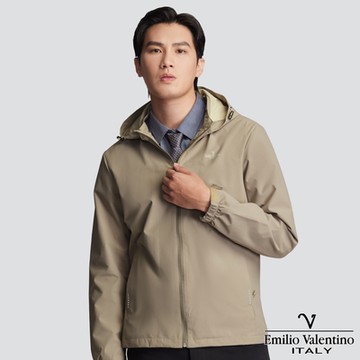 Emilio Valentino范倫提諾防風連帽外套-卡其