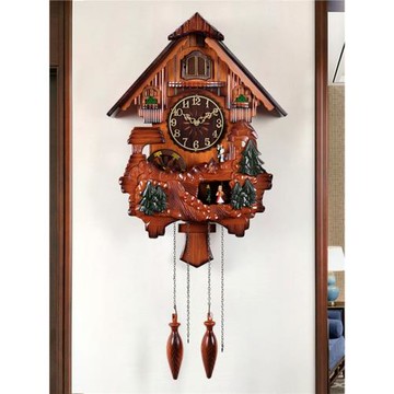 漢時歐式搖擺掛鐘客廳鐘表創意掛表布谷鳥咕咕鐘音樂報時鳥鐘HP26