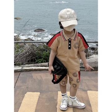 2024年春夏季新品 韓版運動中大童帥氣夏季新款棉polo衫 兩件套裝