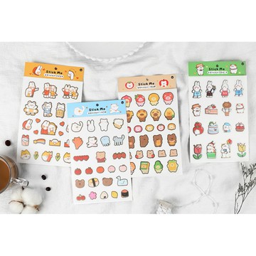 🍋檸檬青🍋 清倉現貨萌萌盛宴系列4款單張入燙金卡通貼紙拼貼手帳裝飾素材