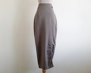 SPORTMAX 復古棕色長裙 女款 長版 羊毛 鉛筆裙 側開衩 S 26吋腰圍