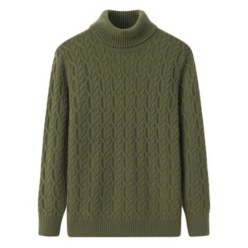 官方旗艦店高端100純山羊絨衫男加厚高領綠色基礎款針織毛衣E3397