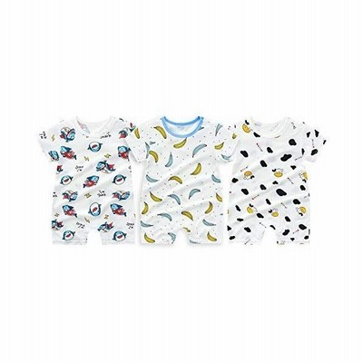 夏 ベビー服 半袖ボディースーツ ロンパース 赤ちゃん 綿 3枚セット 肌着パジャマ 男の子 前開きタイプ コットン100 ホワイト 73 通販 Lineポイント最大get Lineショッピング