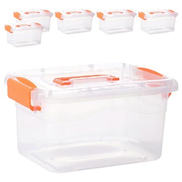 透明手提收納箱 3個  透明色  中(18.5 x 14.5 x 10.8cm)  2組