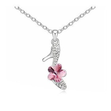 現貨+預購 925純銀項鍊水晶吊墜-夢想高跟鞋設計生日情人節禮物女飾品5色73bb270【獨家進口】【米蘭精品】