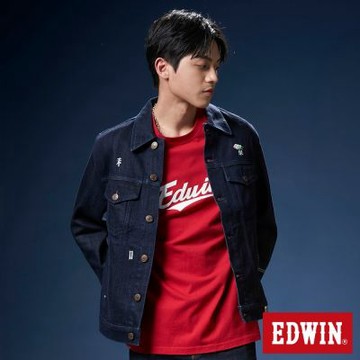 EDWIN 男女裝 網路獨家 復古可樂字形短袖T恤-暗紅色