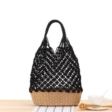 店長推薦新款ins風鏤空單肩編織包手工網格棉繩編包休閑森系編包