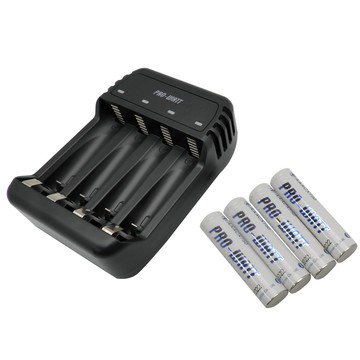 【華志PRO-WATT】ZN423E充電器+低自放電750mAh 4號AAA 4入 鎳氫電池(1.2V立即用)