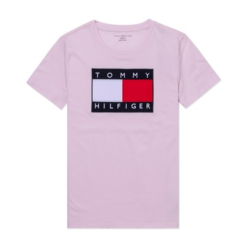 Tommy Hilfiger 熱銷刺繡大Logo圖案短袖T恤(女)-粉色