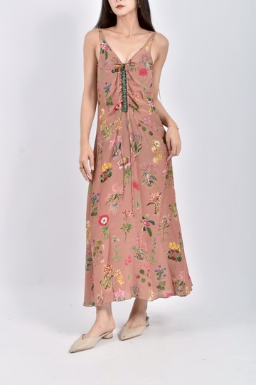 (XS（含）以下) n 21質感細肩帶側拉鍊棕色洋裝