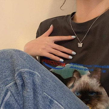 夏日奶牛蝴蝶鈦鋼項錬女不掉色鎖骨錬【聚物優品】