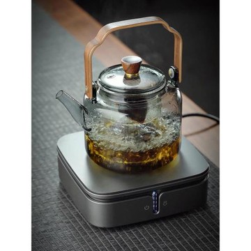圍爐煮茶壺透黑提梁壺玻璃燒水泡茶壺電陶爐煮茶器炭火爐蒸煮一體