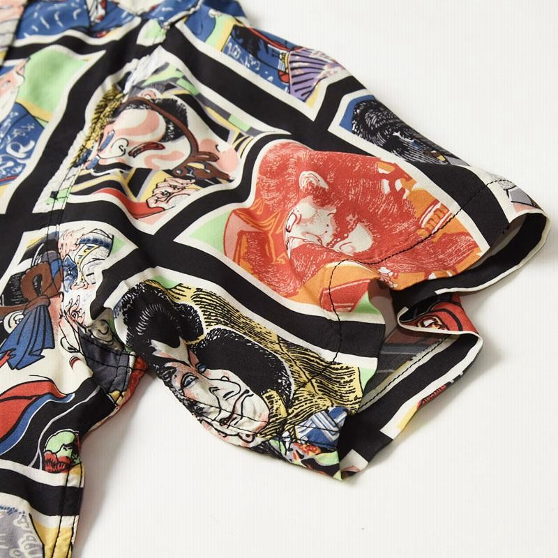 【新品XL】STAR OF HOLLYWOOD 歌舞伎 開襟シャツ アロハシャツ HOUSTON シャツ 「日本製」HOUSTON ヒューストン RAYON ALOHA