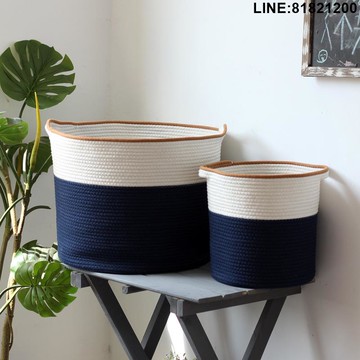 收納籃 收納筐 儲物筐 置物架 免運 熱銷 開發票 棉線收納籃家用衣物玩具零食置物筐加厚編織折疊大容量臟衣簍北歐