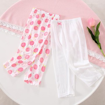 日系春秋夏季超薄款竹節棉長褲子女童全棉透氣家居褲兒童寶寶睡褲