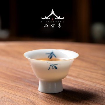 手繪茶杯陶瓷景德鎮女士主人杯陶瓷品茗杯單杯茶盞茶具蘭花高足