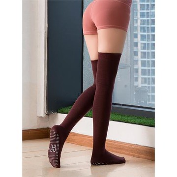 日系過膝女潮ins運動長筒瑜伽襪子純棉普拉提襪防滑舞蹈襪地板襪