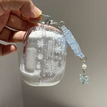 新品🌹耳機殼 原創可愛雪花流沙耳機殼 pro3代耳機殼 蘋果耳機殼 保護套 可愛雪花流沙airpodspro3代耳機殼