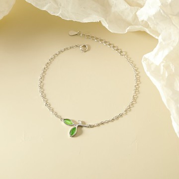 銀奧925純銀樹葉手鏈女年新款ins潮網紅小清新甜美手飾品