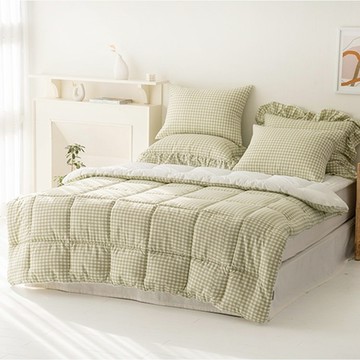 ebulnet 超細纖維格紋棉被  S(210 x 155cm)  綠色