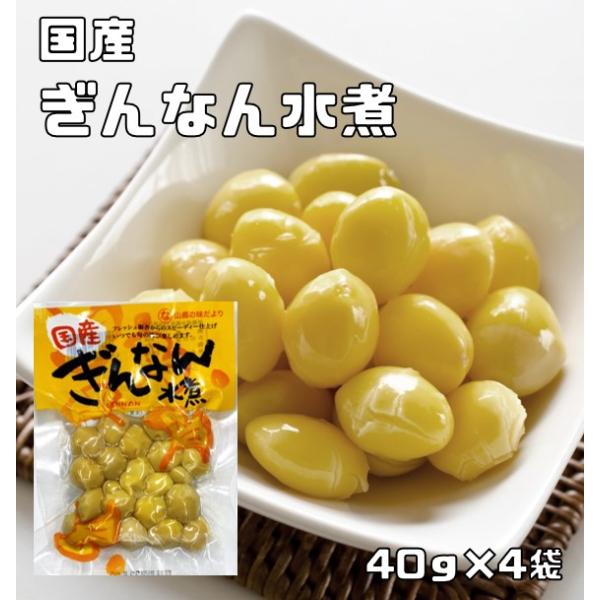 銀杏水煮 40g4袋 国内産 （メール便）イチョウ種子 国産 中尾物産 ぎんなん水煮 水煮野菜 茶碗蒸し 和食材 レトルト 調理素材