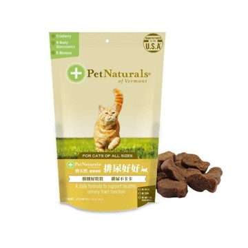 美國PetNaturals寶天然【2入組】60粒2.65oz(75g) 健康嚼錠-排尿好好貓嚼錠 (1PN41-005571) (購買兩件贈送貓草玩具x1 隨機出貨)