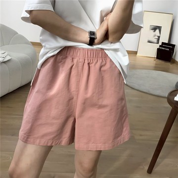 FUXI 日系短褲女 高腰顯瘦短褲 水洗棉休閒短褲 闊腿短褲 夏季褲子 熱褲 女裝 褲子