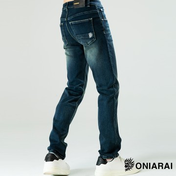 【㊙年貨獨家價】COOLMAX經典彈力繡花中腰丹寧直筒褲(深藍) - BLUE WAY 鬼洗い