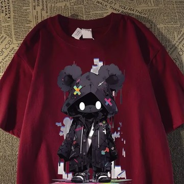 美式惡魔小熊印花短袖T恤 夏季新款 潮牌 情侶 短T 個性創意 學生寬鬆 ins 短袖上衣 (XB1288)【壹號站】