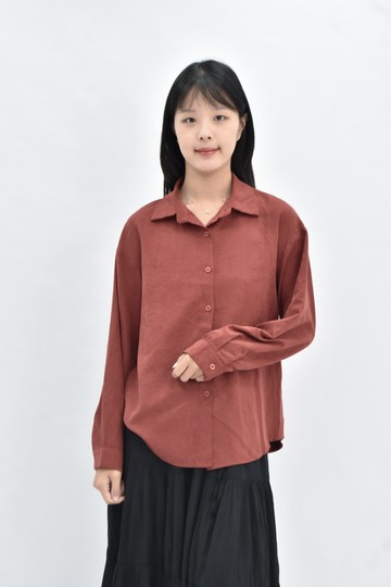 (L) joy 棉質排扣紅色襯衫上衣