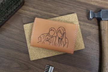 聖誕禮物【客製】8扣皮革鎖匙包 / 鑰匙包 / 人像畫 / 顏似繪