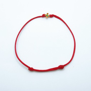 純銀鍍金桂花綠鋯石平安手繩