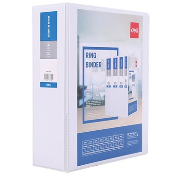 得力Deli封面插頁四孔無耳D型夾/E5621N/白/背寬98mm