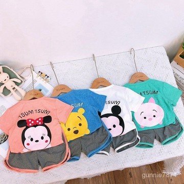 【店鋪熱銷】女童短袖套裝兒童T恤男寶寶夏季童裝男童速幹衣小女孩短褲兩件套中大童夏裝 兒童休閒套裝 韓版套裝 男女寶套裝