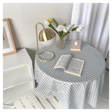 Hoom 柔桑生活 格子桌布 成分聚酯纖維短毛絨 產地中國  140 x 140cm  寧靜藍  1個