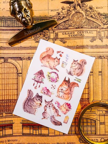 KR521_Cute Animals_msquirrel.B Transfer Stickers/轉印貼紙