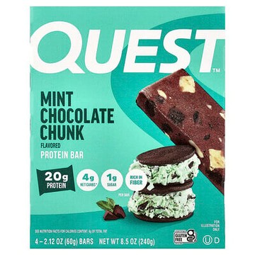 Quest Nutrition, 蛋白棒，薄荷巧克力塊，4 根，每根 2.12 盎司（60 克）