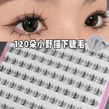 120朵漫畫芭比小野貓下睫毛~懶人三部曲新手下假睫毛分段仿真睫毛
