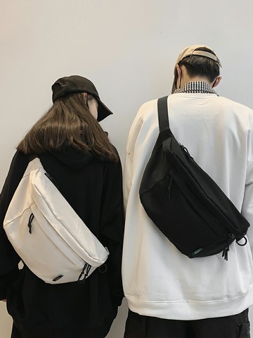 斜挎包 男生休閑包包 男士大容量胸包 日系背包學生腰包單肩包女【不二雜貨】