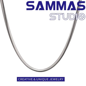 SAMMAS新款寬蛇骨鏈鈦鋼ins酷潮冷淡風嘻哈土酷鍊子個性小眾飾品